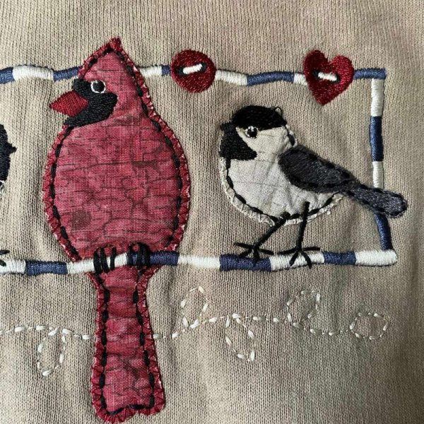 画像3: トリ模様 茶色×赤 無地 スウェット クルーネック [13876]