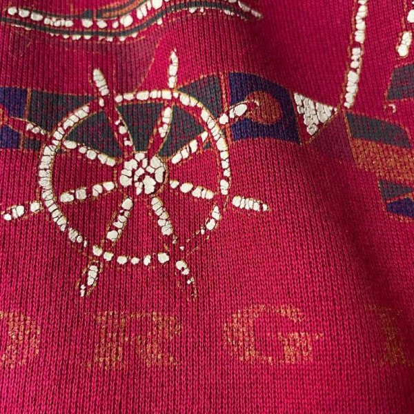 画像3: 赤 ロゴプリント 長袖 スウェット クルーネック マリンモチーフ [17766]