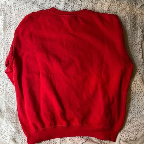 画像6: 赤 ロゴプリント 長袖 スウェット クルーネック [17767]