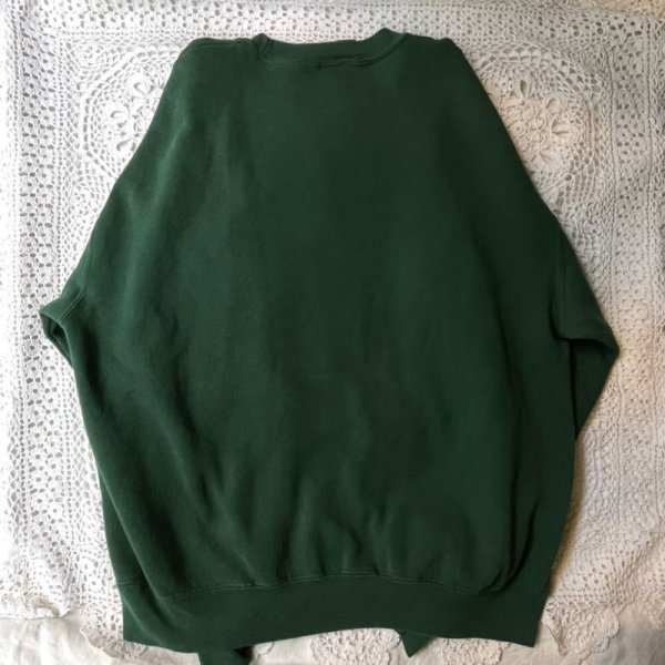 画像6: 緑 ロゴ刺繍 長袖 スウェット クルーネック [17769]