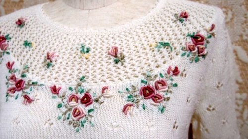 他の写真2: 胸元花刺繍サマーニット[1002]