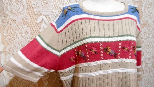 他の写真2: 赤ボーダーサマーニット[1004]