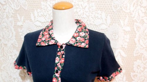 他の写真2: ローズ柄切り替え半袖ワンピース　[1115]