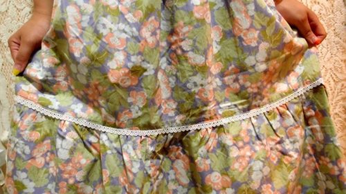 他の写真2: レーステープ切り替え花柄スカート[1095]