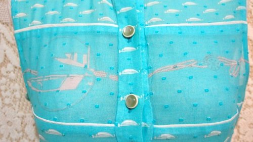 他の写真2: 船舶柄 スタンドカラーノースリーブワンピース　[1124]