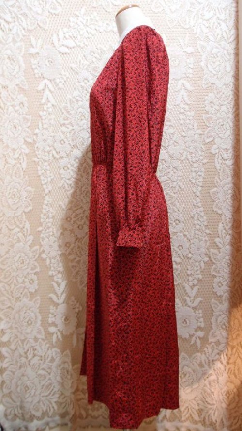 他の写真1: ボタニカル柄 長袖 レトロワンピース クレリックカラー[5210]