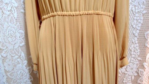 他の写真3: 無地 イエロー 長袖 レトロワンピース[55214]