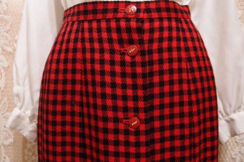 他の写真2: 前ボタンウールチェックスカート [5125]　