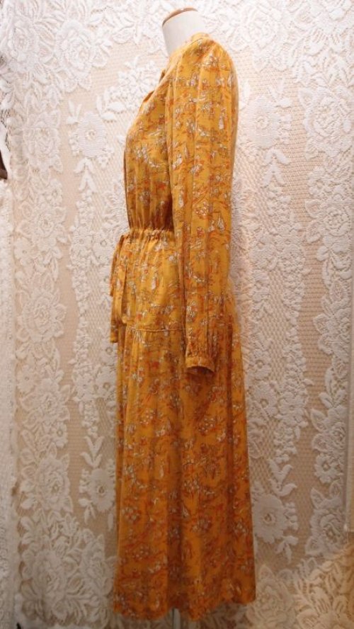 他の写真1: お茶会絵模様 長袖 レトロワンピース 起毛[55304]