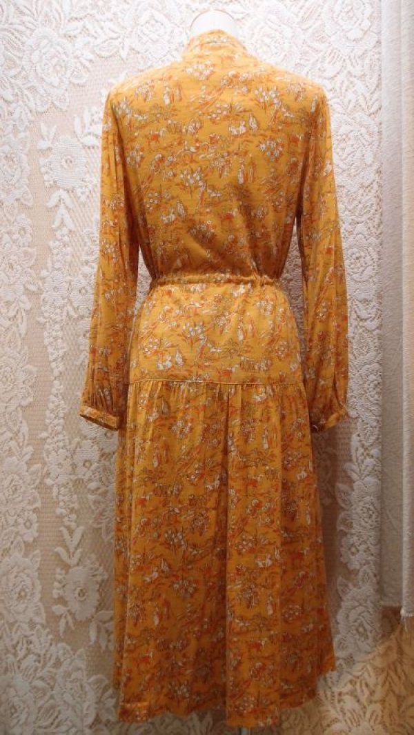 画像4: お茶会絵模様 長袖 レトロワンピース 起毛[55304]