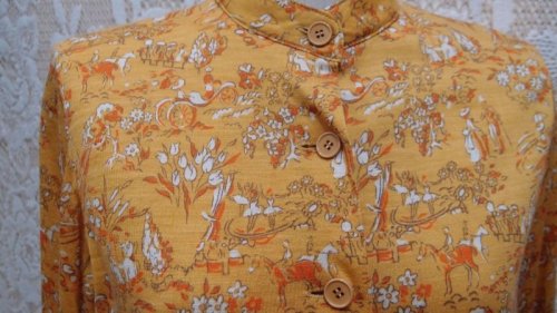 他の写真2: お茶会絵模様 長袖 レトロワンピース 起毛[55304]