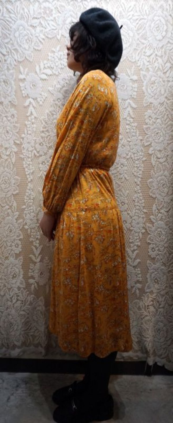 画像6: お茶会絵模様 長袖 レトロワンピース 起毛[55304]