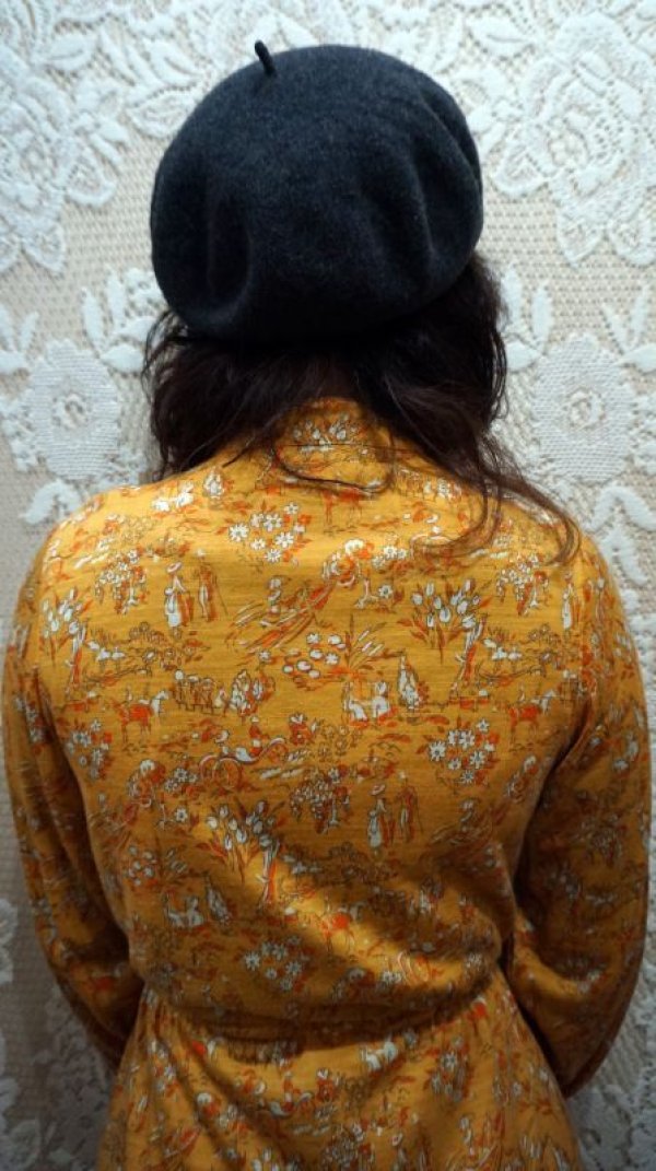 画像9: お茶会絵模様 長袖 レトロワンピース 起毛[55304]