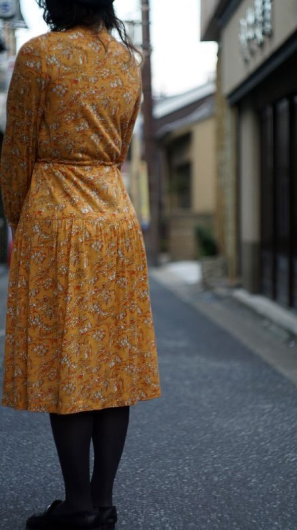 画像13: お茶会絵模様 長袖 レトロワンピース 起毛[55304]