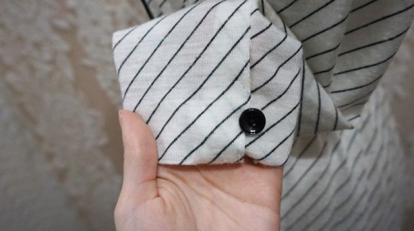 画像8: バイアス柄 白黒 長袖 レトロワンピース[55530]