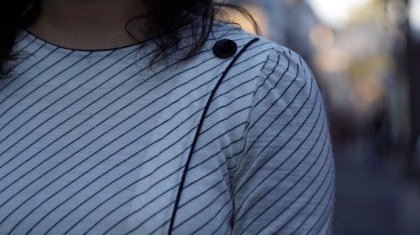 画像12: バイアス柄 白黒 長袖 レトロワンピース[55530]