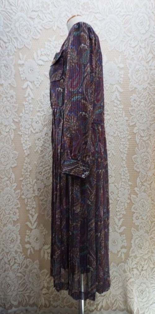 他の写真2: ペイズリー柄 長袖 レトロワンピース レースカラー[55581]