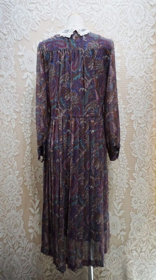 他の写真3: ペイズリー柄 長袖 レトロワンピース レースカラー[55581]