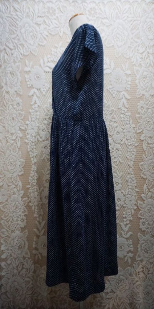 他の写真2: ドット柄　ネイビー　ワンピース　フレンチスリーブ  [51874]