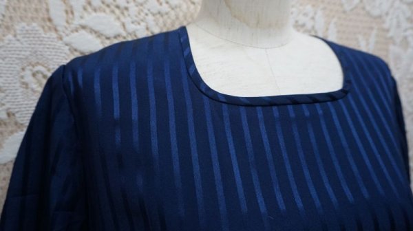 画像6: ストライプ柄　ネイビーワンピース  [51887]