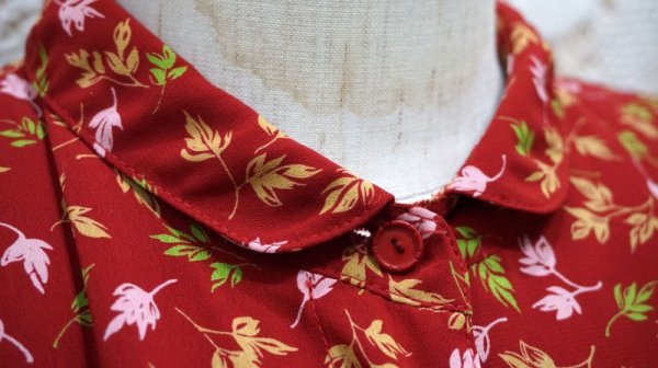 画像4: ボタニカル柄 長袖 レトロワンピース[55619]