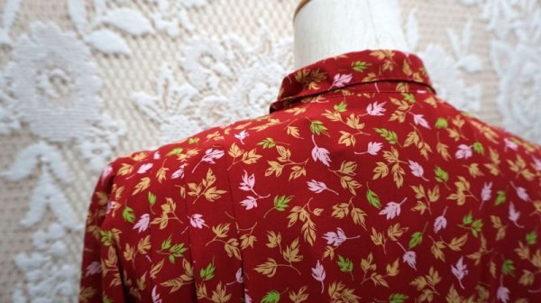 画像10: ボタニカル柄 長袖 レトロワンピース[55619]