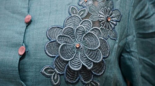 他の写真1: 無地 グリーン半袖 レトロワンピース[52074]