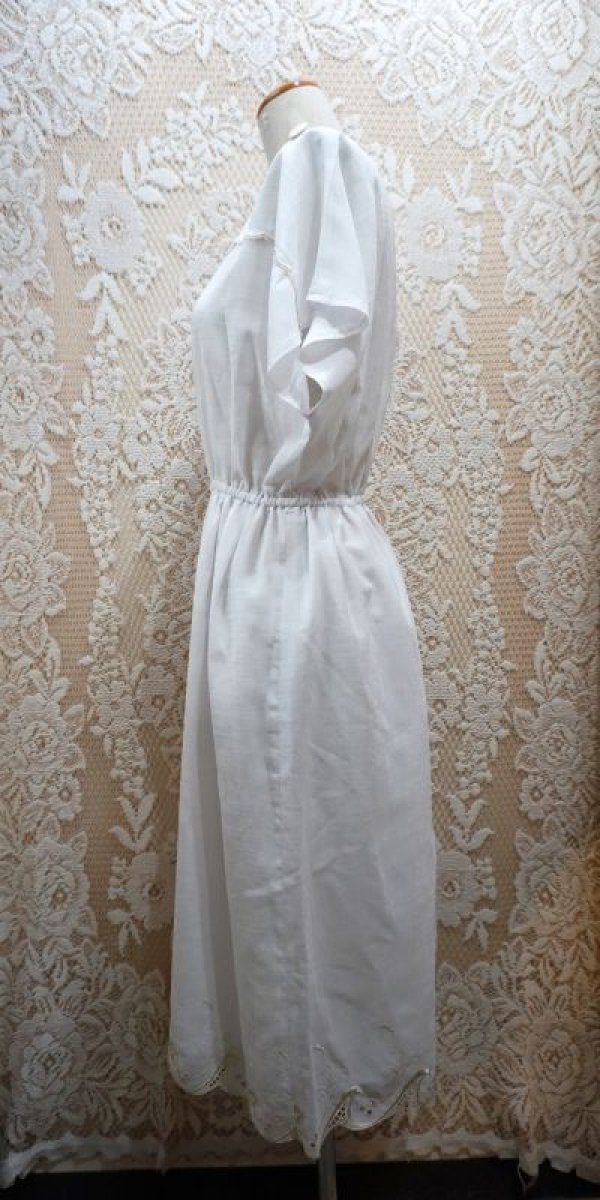 画像4: 無地 白 半袖 レトロワンピース[52096]