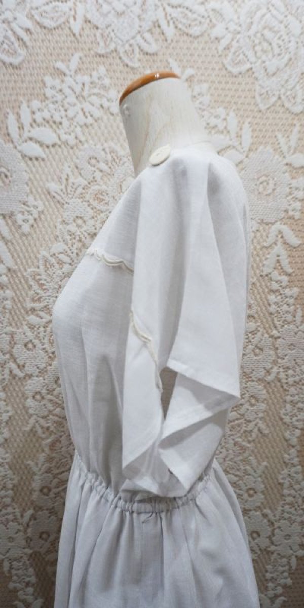 画像6: 無地 白 半袖 レトロワンピース[52096]