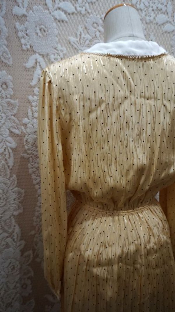 画像9: ドット柄　長袖 レトロワンピース スタンダードカラー[55655]