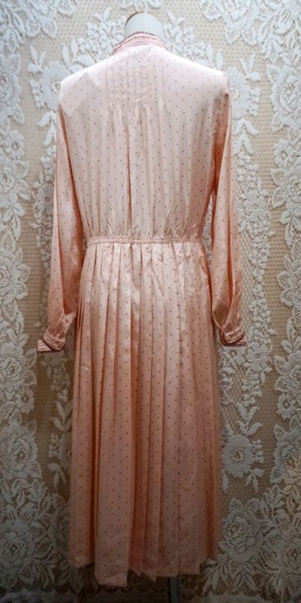 画像8: ドット柄 長袖 レトロワンピース スタンドカラー[55643]