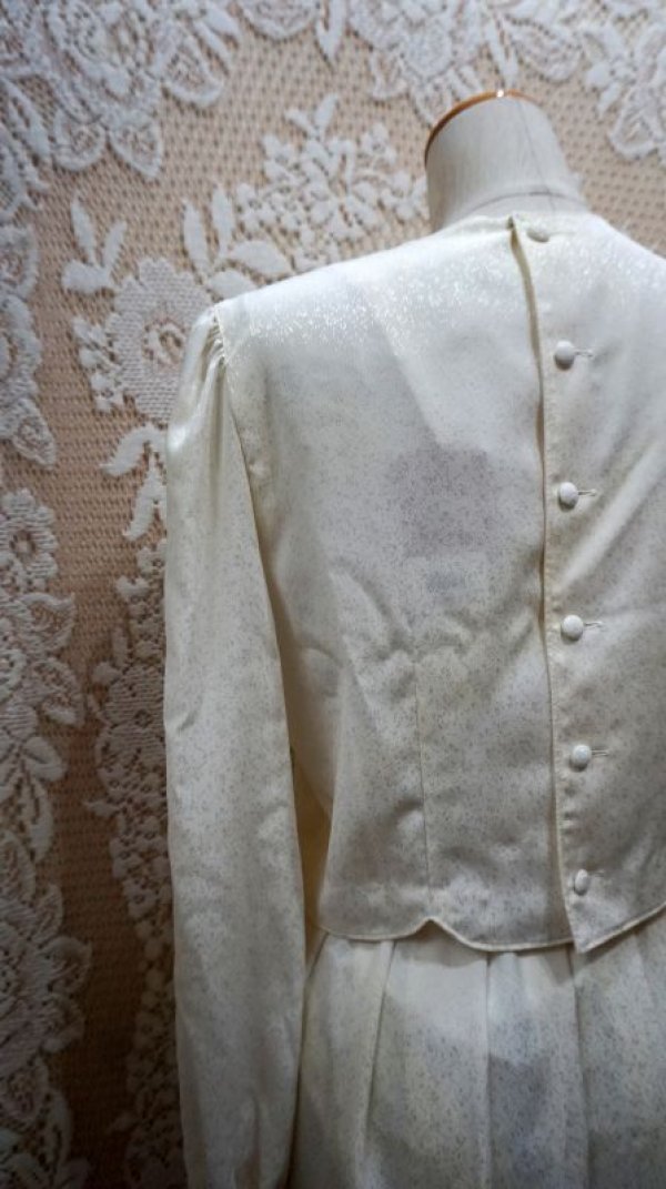 画像11: 無地 ホワイト 長袖 レトロワンピース[55718]