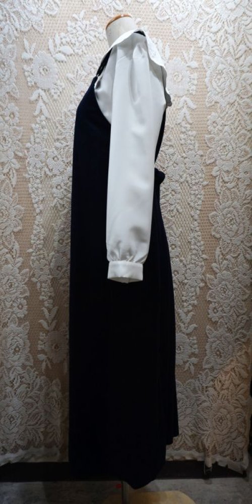 他の写真3: 無地 ネイビー ジャンパースカート くるみボタン[52152]