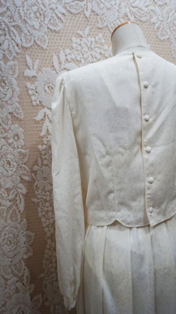 画像8: 無地 ホワイト 長袖 レトロワンピース[55718]