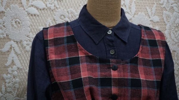 画像10: チェック柄 ピンク ノースリーブワンピース　[52169]