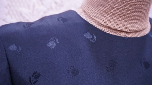 画像6: 無地 ブラック 長袖 レトロワンピース プリーツ 透かし模様[55774]