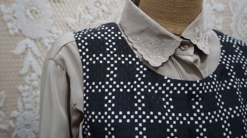 他の写真1: チェック柄 ジャンパースカート モノトーン ワンピース [52190]