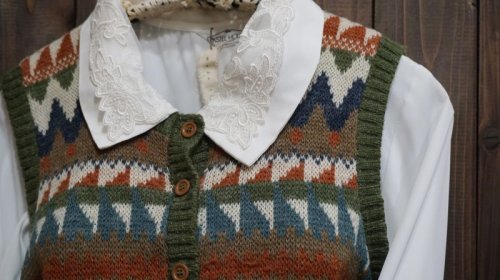 他の写真1: レトロ ニットベスト [5095]