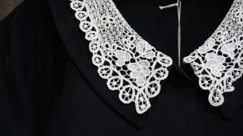 他の写真1: カラー　ブラック　ブラウス　レース　ダブルカラー[15211]