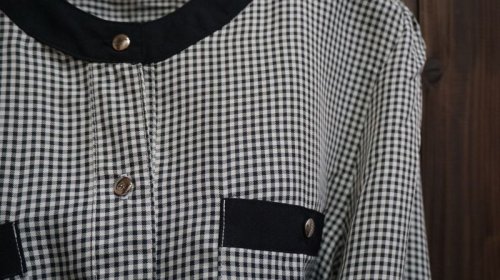 他の写真1: グレンチェック柄 モノトーンブラウス　[15216]