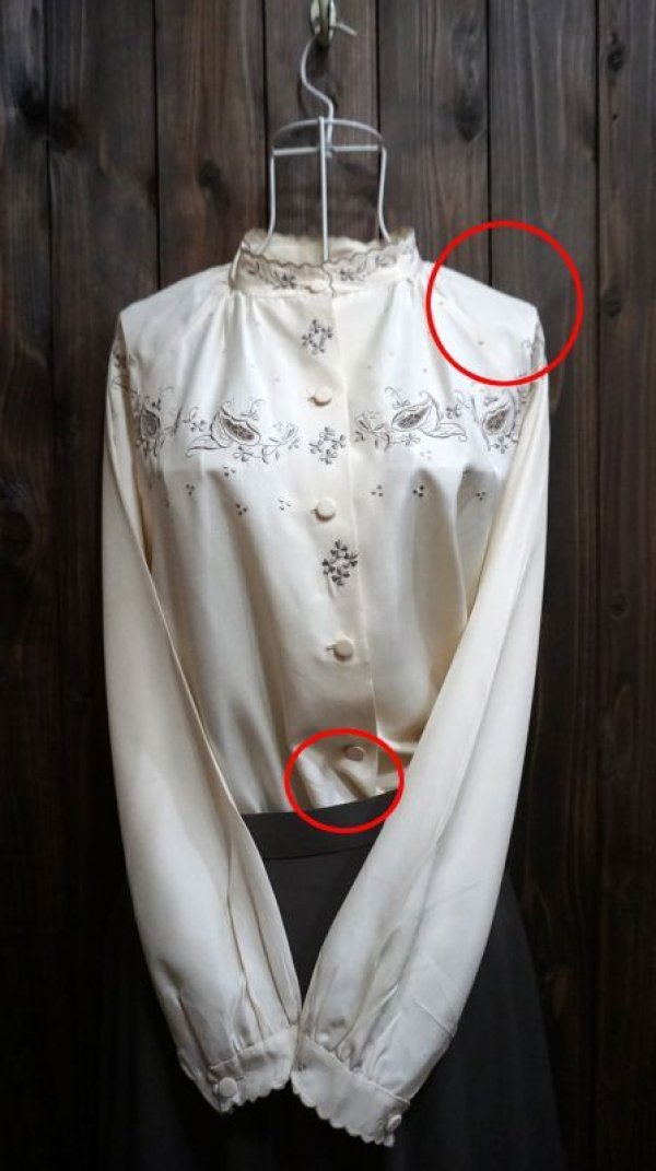 画像6: 無地 カラー 長袖ブラウス 刺繍 ラグラン袖 スタンドカラー[15258]