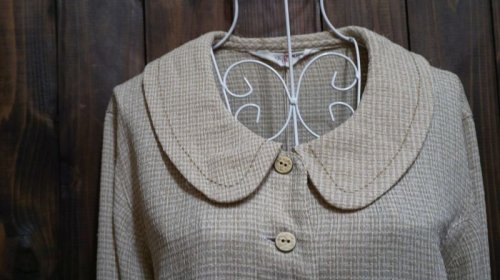 他の写真1: 無地 長袖ブラウス 丸襟[15282]