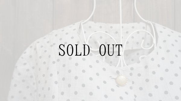 画像3: ドット柄 半袖ブラウス ノーカラー[11086]