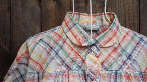 他の写真1: チェック柄 半袖ブラウス 丸襟[11098]