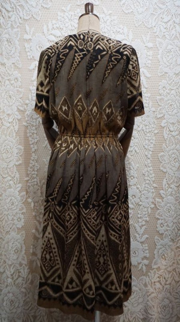 画像4: エスニック柄 半袖 レトロワンピース ノーカラー[52278]