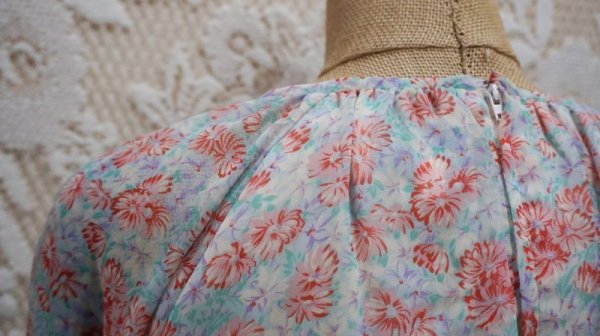 画像12: 花柄 長袖 レトロワンピース ノーカラー[55861]