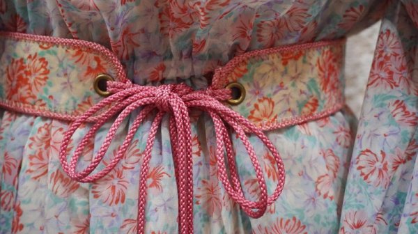 画像10: 花柄 長袖 レトロワンピース ノーカラー[55861]