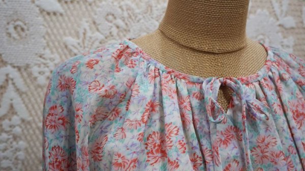 画像9: 花柄 長袖 レトロワンピース ノーカラー[55861]