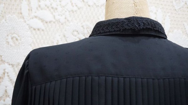 画像11: 無地 黒 長袖 レトロワンピース レースカラー[55871]