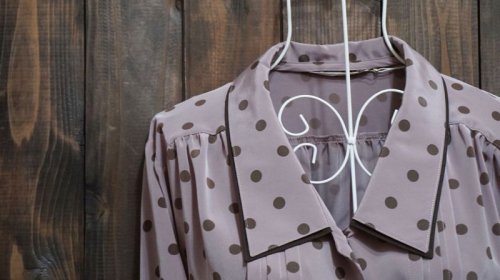 他の写真1: ドット柄 長袖ブラウス 二重襟[15323]